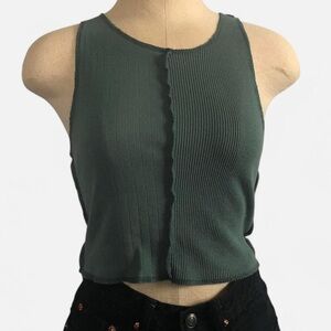 Women’s small green American eagle sleeveless ribbed racer back cropped tank top